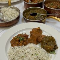 Saag aloo, channa masala & vegan chicken Taka tak at Namaste in Dover