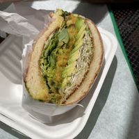 Avocado burger!  at Fala Bar in Santa Barbara