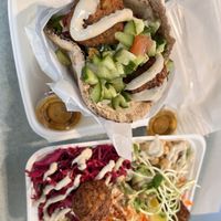 Falafel sandwich and kalifornia salad   at Fala Bar in Santa Barbara