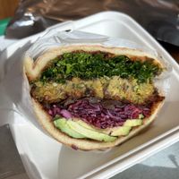 Lemony kale burger at Fala, Santa Barbara California    at Fala Bar in Santa Barbara