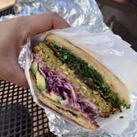 Kale falafel burgerr  at Fala Bar in Santa Barbara