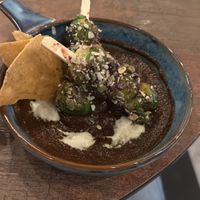 Mole Brussel sprouts from el Menú Navideño  at Vegivores in Reading