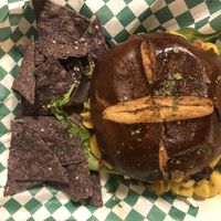 Delicious burger  at HempLade Vegan Cafe in Tallahassee