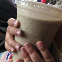Gorilla glue smoothie & my kids dirty nails after a day of playing LoL! She loves this smoothie!  at HempLade Vegan Cafe in Tallahassee