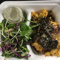Burnie mac n cheese and kale salad with ranch - both insanely delicious  at HempLade Vegan Cafe in Tallahassee