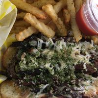 Florida steak n cheese sub with fries SO DELICIOUS and it’s NOT SOY!!! at HempLade Vegan Cafe in Tallahassee