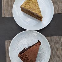 Vegan sugar-free carrot cake and vegan chocolate cake at Corner Tree Cafe in Makati