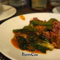 Kare-Kareng Gulay - A traditional Filipino stew made with fresh veggies, a tasty organic peanut sauce, served with organic red rice and vegan bagoong. at Corner Tree Cafe in Makati
