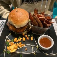 Burger& sweet potato fries at Verde in Basel