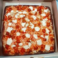 Buffalo tempeh sicilian at Pasquale's Pizzeria III in Middletown