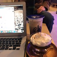 Coffee jelly & Assam black with tapioca and soy milk. All vegan !  at Lait Night in Toronto