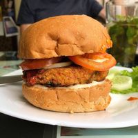 Burger at Aum Cafe in Varanasi