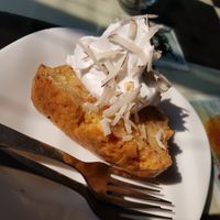 vegan carrot cake at Aum Cafe in Varanasi