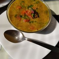 homemade veggie soup at Aum Cafe in Varanasi