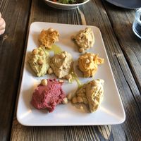 Hummus and salad, yummy! 😀 at The Hummus Guys in Berlin