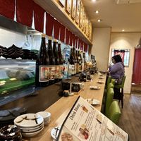 The bar area  at Gyozaoh Dotonbori in Osaka