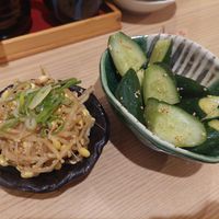 Side dishes at Gyozaoh Dotonbori in Osaka