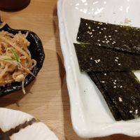 Beans and seaweed at Gyozaoh Dotonbori in Osaka