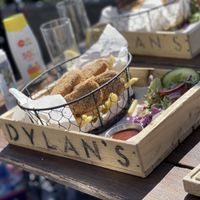 Vegan chicken in a basket at Dylan's in Menai Bridge