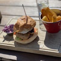 Vegan chicken burger  at Dylan's in Menai Bridge