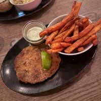 Corn Schnitzel and Sweetpotato Fries at HeimWerk Altstadt in Dusseldorf