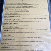 Vegetarian menu with vegan options clearly marked   at Gypsy Tapas House in Fremantle