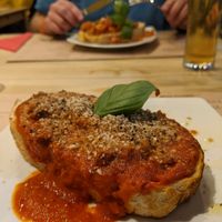 Scarpetta all'Amatriciana at Sora Lella Roman Vegan Restaurant in Edinburgh