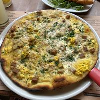 Pizza carbonara at Sora Lella Roman Vegan Restaurant in Edinburgh