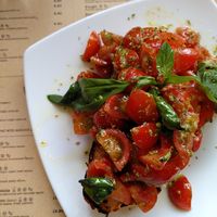 Epic pesto bruschetta at Sora Lella Roman Vegan Restaurant in Edinburgh