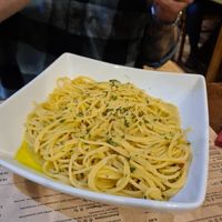 Spaghetti aglio olio e peperoncino at Sora Lella Roman Vegan Restaurant in Edinburgh