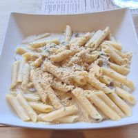 Penne Quattro Formaggi e Porcini at Sora Lella Roman Vegan Restaurant in Edinburgh