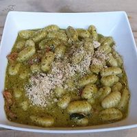 Gnocchi al pesto at Sora Lella Roman Vegan Restaurant in Edinburgh