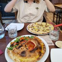 Quattro Stagioni and Pizza Carbonara at Sora Lella Roman Vegan Restaurant in Edinburgh
