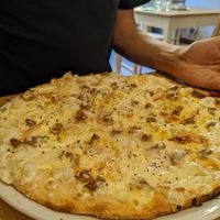 Pizza Carbonara at Sora Lella Roman Vegan Restaurant in Edinburgh