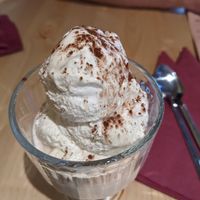 Ice cream with baileys at Sora Lella Roman Vegan Restaurant in Edinburgh