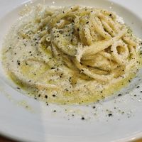 Bucatini cacio e Pepe   at Sora Lella Roman Vegan Restaurant in Edinburgh