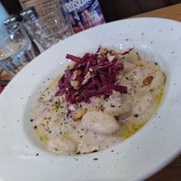 Blown away by the first bite!! Delicious gorgonzola gnocchi at Sora Lella Roman Vegan Restaurant in Edinburgh