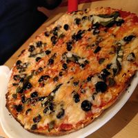 Generous toppings and a good touch of spice, such a flavourful arrabiata pizza! at Sora Lella Roman Vegan Restaurant in Edinburgh