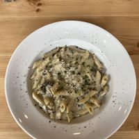 Mushroom pasta  at Sora Lella Roman Vegan Restaurant in Edinburgh
