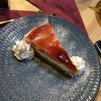white chocolate and strawberry cheesecake   at Sora Lella Roman Vegan Restaurant in Edinburgh