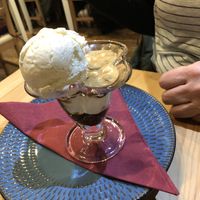 ice-cream plus expresso shot   at Sora Lella Roman Vegan Restaurant in Edinburgh