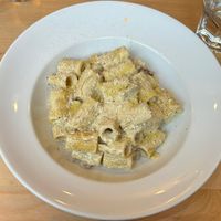 Mezze Maniche alla Carbonara at Sora Lella Roman Vegan Restaurant in Edinburgh