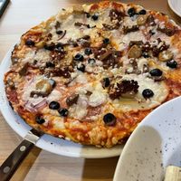 Meat feast pizzaa  at Sora Lella Roman Vegan Restaurant in Edinburgh