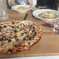 Meat feast pizzaa  at Sora Lella Roman Vegan Restaurant in Edinburgh