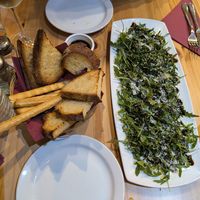 Bread & oil, rocket salad with balsamic at Sora Lella Roman Vegan Restaurant in Edinburgh