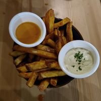 Chips (these are either double or triple cooked) at Sora Lella Roman Vegan Restaurant in Edinburgh