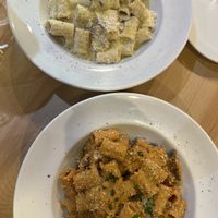 Carbonara (cream sauce) and Zozzana (red)  at Sora Lella Roman Vegan Restaurant in Edinburgh