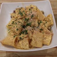 Paccheri alla Carbonara at Sora Lella Roman Vegan Restaurant in Edinburgh