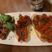 Bruschetta. Edible but lacks zesty, stingy freshness as might be expected  at Sora Lella Roman Vegan Restaurant in Edinburgh