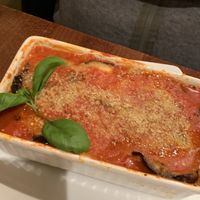 Melanzane parmigiana. Bit plain, too sour. Lacks dimension, umami and finesse  at Sora Lella Roman Vegan Restaurant in Edinburgh